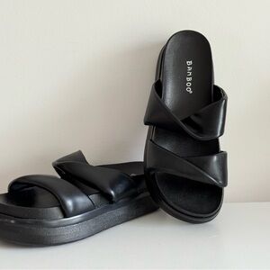 BAMBOO Black Platform Sandals with Chunky Sole. New | No box